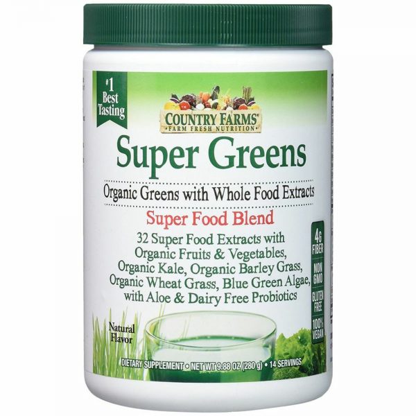Country Farms Super Greens Drink Mix, Natural Flavor 9.88 oz (Pack of 7)